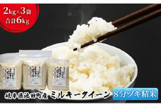 米 6kg (2kg×3袋) ミルキークイーン 池田町産 8分づき セット 分つき精米 お米 おこめ こめ コメ ごはん ご飯 有機肥料 減農薬栽培 ミルキークィーン 岐阜県