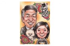 似顔絵　3名（背景体つき） [№5644-0964]