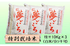 特別栽培米★精米30kg（白米/5分/7分ツキ可）【夢ごこち】 玄米は別に出品　　7分ヅキ [№5644-7082]1362