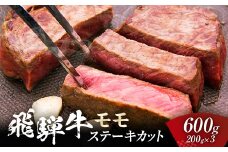 飛騨牛 モモ 600g ステーキカット （200g×3） 牛肉 黒毛和牛 5等級 肉 牛モモ肉 牛モモ モモ肉 もも肉 牛 ビーフ 食品 岐阜県 坂祝町 さかほぎ F6M-057