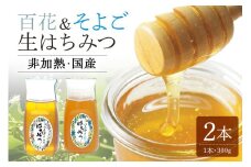 農林水産大臣賞受賞!! 使いやすいプラ容器入り 非加熱生はちみつ 百花 そよご 各300g 計2本 純粋生はちみつ 食べ比べ (369)