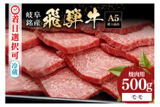 配送日指定可能「A5等級 飛騨牛 焼肉用 モモ 500g」冷蔵配送 150日先まで先行予約可能 バーベキュー BBQ 黒毛和牛 2人前 3人前 (461)