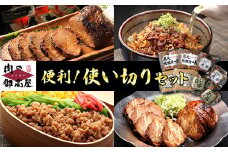 便利！使い切りセット 炭火焼豚・煮豚・炭火焼豚丼の素・そぼろちゃん ハーフサイズ 豚肉 鶏肉 焼き豚 手作り お惣菜 おかず 肉 加工品 (527)