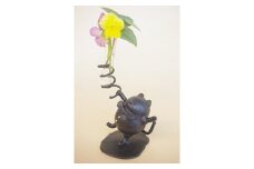 鉄工芸品 まん丸ねこちゃんのいちりんざし 手作り 鉄製 白川町 / 鉄の造形工房のぶアート＆クラフト [AWAU002]