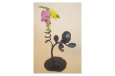 鉄工芸品 ふくろう君のいちりんざし 手作り 鉄製 白川町 / 鉄の造形工房のぶアート＆クラフト [AWAU003]