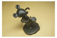 鉄工芸品 野ねずみチュー太のタイコ叩き 手作り 鉄製 白川町 / 鉄の造形工房のぶアート＆クラフト [AWAU011]