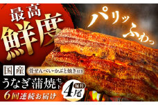 【6回定期便】【備長炭】 国産 うなぎの蒲焼 4尾セット 鰻 ウナギ タレ付き 白川町 / 多幸八 [AWBL014]