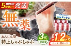 【3回定期便】あんしん豚 特上しゃぶしゃぶセット 豚肉 ロース 国産 白川町 / 藤井ファーム [AWAF010]