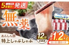 【12回定期便】あんしん豚 特上しゃぶしゃぶセット 豚肉 ロース 国産 白川町 / 藤井ファーム [AWAF012]