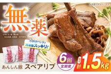 【6回定期便】あんしん豚 スペアリブ 1.5kg 豚肉 小分け 国産 白川町 / 藤井ファーム [AWAF017]