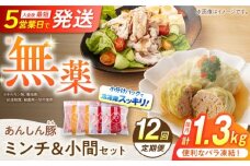 【12回定期便】あんしん豚 バラ凍結 ミンチ＆小間セット 豚肉 小分け 国産 白川町 / 藤井ファーム [AWAF021]