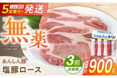【3回定期便】《金賞受賞》 塩豚ロース 900g 計2.7kg 豚肉 小分け 薄切り ロース 白川町 / 藤井ファーム [AWAF054]