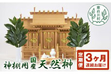 【3ヶ月連続お届け定期便】神棚用 国産榊（さかき） 2束 お供え お祀り 国産 天然 新鮮 長持ち 天然榊 11000円