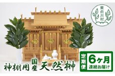 【6ヵ月連続お届け定期便】 神棚用 国産榊 さかき 2束 全6回 お供え お祀り 国産 天然 新鮮 長持ち 天然榊 22000円