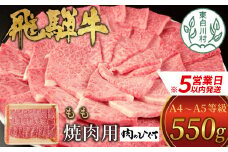 【スピード発送】 飛騨牛 もも 焼肉用 550g A5 A4 国産 牛 冷凍 お試し 和牛 牛肉 もも肉 モモ 焼き肉 やきにく 赤身 ギフト 贈答 おすすめ BBQ バーベキュー キャンプ にく お肉 肉 東白川村 岐阜 飛騨 贅沢 霜降り 肉のひぐち 15000円 すぐ届く 即納 最短発送 最速発送