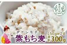 【令和7年度産】 東白川村産 紫もち麦 ダイシモチ 150g×2袋 計300g もち麦 麦 大麦 雑穀 お米 こめ 精米 ご飯 食物繊維 お取り寄せ 2000円