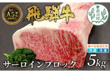 【冷凍配送】飛騨牛 サーロインブロック 5kg ローストビーフ ステーキ 焼肉 A5 A4 サーロインステーキ サーロイン ブロック ブロック肉 塊肉 国産 牛 冷凍 和牛 牛肉 白川 ギフト 贈答 お肉 肉 東白川村 岐阜 飛騨 贅沢 霜降り 赤身 肉のひぐち