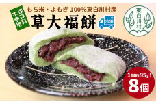 草大福餅 8個 (1つ約95g) 冷凍 手作り 保存料不使用 草餅 草大福餅 よもぎ 蓬餅 ヨモギ 蓬 あんこ つぶあん 粒あん 北海道産 小豆 あずき 大福 餅 もち 餅米 もち米 和菓子 個包装 スイーツ 和スイーツ お菓子 おかし おやつ 東白川村 7000円