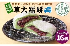 草大福餅 16個 (1つ約95g) 冷凍 手作り 保存料不使用 草餅 草大福餅 よもぎ 蓬餅 ヨモギ 蓬 あんこ つぶあん 粒あん 北海道産 小豆 あずき 大福 餅 もち 餅米 もち米 和菓子 個包装 スイーツ 和スイーツ お菓子 おかし おやつ 東白川村 10000円 一万円