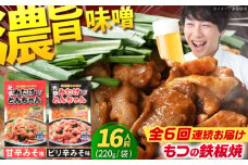 【6回定期便】岐阜県産豚もつの鉄板焼き「元祖みたけとんちゃん」2種セット（16人前） / モツ もつ 白もつ ホルモン / 御嵩町 / 藤よし [AVAA016]