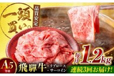 【3回定期便】飛騨牛サーロイン・リブロース 1.2kg(400g×3パック) すき焼きしゃぶしゃぶ用肉 / カルビ 牛肉 焼肉 / 御嵩町 / 馬力家 [AVBO027]
