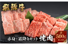 飛騨牛 牛肉 焼肉 赤身 霜降り 食べ比べ 250g×2種 500g A4等級以上バーベキュー BBQ のし対応 お祝い ギフト JA  20000円 [S340]