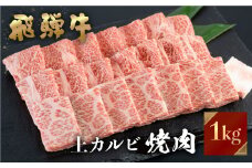 飛騨牛 焼肉用 上カルビ 1kg (500g×2) 焼き肉 焼肉 お中元 お歳暮 霜降り 肉 牛肉 霜降り肉 JA飛騨 BBQ バーベキュー お歳暮 ギフト　和牛 40000円 [S447]