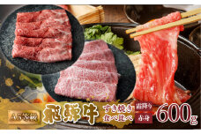 A5等級 飛騨牛 すき焼き 赤身 霜降り 食べ比べ 計600g 赤身肉 霜降り肉 セット すきやき 肉 牛肉 お肉 和牛 冷凍 岐阜県 国産 ブランド牛 鍋 グルメ お取り寄せ 27000円 [S548]