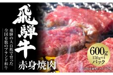 飛騨牛 赤身焼肉 600g（150g×4パック） 冷凍真空パック | 肉 お肉 焼肉 焼き肉 やきにく 黒毛和牛 和牛 個包装 小分け 人気 おすすめ 牛肉 ギフト お取り寄せ [MZ006]