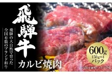 飛騨牛 カルビ焼肉 600g（150g×4パック） 冷凍真空パック | 肉 お肉 焼肉 焼き肉 やきにく 黒毛和牛 和牛 個包装 小分け 人気 おすすめ 牛肉 ギフト お取り寄せ [MZ005]