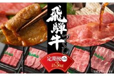 【定期便】飛騨牛 全５回（焼肉・すき焼き・ステーキ）計3kg | 焼肉 ステーキ カルビ 食べ比べ 牛 定期 飛騨高山ミート [MZ100]