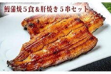 〈うなぎの篝火〉国産うなぎ真空パック蒲焼5食・鰻肝焼き5串セット  【配送不可：離島】