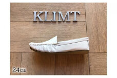 靴　KLIMTクリムトの　ふわふわ楽チン　モカシンシューズ　ホワイト24cm