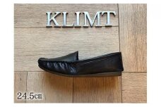 靴　KLIMTクリムトの　ふわふわ楽チン　モカシンシューズ　ブラック24.5cm