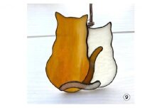 【ステンドグラス】キュートなオーナメント（09:仲良し猫）□