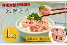 天然本鮪 ねぎとろ 計1kg：100g 10パックセット【静岡市清水】冷凍  マグロ  たたき ネギトロ丼 手巻き寿司 小分け 即席 海の幸 【配送不可：離島】◇