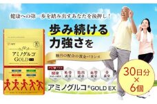 アミノグルコGOLD EX 180日分（30日分×6袋） グルコサミン プロテオグリカン II型コラーゲン イミダゾールペプチド エラスチン サプリメント