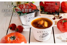 レンジで1分 野菜をMOTTO スープ 【ミネストローネ】単品 4個セット レトルト インスタント 国産 ダイエット 具だくさん 時短 手軽【静岡市】◆