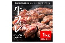 牛ヒレタレ漬けひとくちステーキ1kg（500g×2パック）【配送不可：離島】