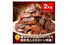 秘伝のタレ漬け牛ハラミ 2kg（500g×4パック）【配送不可：離島】