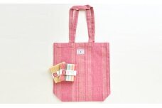 【遠州綿紬】はんかち2枚&ｴｺバッグ　赤系 [№5786-1116]