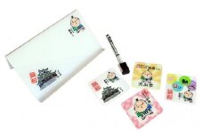 【家康くん＆浜松名産】のイラスト入りコースター4枚セット＆メモるホルダー（ワイド） [№5786-1505]