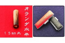 オランダ水牛15mm(7書体)牛革ケース(赤)行書体(ぎょうしょたい) [№5786-7855]1855