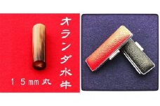 オランダ水牛15mm(7書体)牛革ケース(赤)草書体(そうしょたい) [№5786-7858]1855