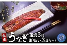 うなぎ 国産 長蒲焼き 3尾 ＆ 肝吸い セット 小分け うなぎ蒲焼 国産うなぎ 惣菜 おかず ギフト 贈答 贈答品 土用の丑の日 丑の日 レンジ調理 レンチン 蒲焼き ウナギ 鰻 肝 真空パック 冷蔵 冷蔵配送 静岡 浜松市 [№5786-1968]