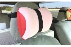 車・旅行用負担軽減枕 首をやさしく包み込む 浜松産ネックピロー「ネックラック」ピンク×レッド[№5786-8015]1964