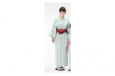 遠州綿紬使用　女性用　日本製　旅館浴衣&帯のセット  木苺 [№5786-8021]2092