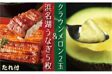 浜名湖うなぎ長焼5枚セット・クラウンメロン2玉【配送不可：離島】 [№5786-2972]
