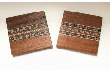 ウッドモザイク入り木製コースター（マホガニー） [№5786-3040]
