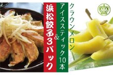 クラウンメロンスティック10本と浜松ぎょうざ3パック【配送不可：離島】 [№5786-3430]